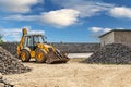 Big bright yellow powerful industrial heavy excavator tractor, bulldozer