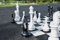 big broading chess in park, sun light and shadows