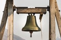 A big bronze bell hanging, outdoors Royalty Free Stock Photo