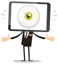 Big Brother Eye In Mobile Phone Head Royalty Free Stock Photo