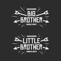 Big brother little brother typography print. Vector vintage illustration. Royalty Free Stock Photo