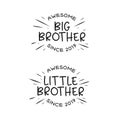 Big brother little brother typography print. Vector vintage illustration.