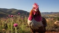 Rooster Portrait In The Style Of Emek Golan And Floralpunk