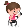 Big bubble head woman cartoon lift dumbbell,exercise for good sh