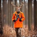 Big Buck Deer Hunter With Gun Royalty Free Stock Photo