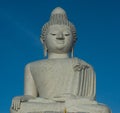 Big buddah close-up, phuket over clear blue sky Royalty Free Stock Photo