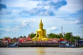 Big Buddha statue in Bang Chak Temple along the Chao Phraya River, seen from Koh Kret, Nonthaburi Province, Thailand