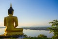 Big buddha statue sunset in laos Royalty Free Stock Photo