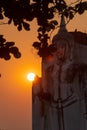 Big buddha while the sunset between on hand ,is golden hours  in public temple Royalty Free Stock Photo