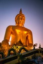 Big Buddha during sunset at Wat Muang in Ang Thong, Thailand