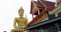 Big Buddha temple also known as Wat Paknam view from Chao Phraya river canal cruise, in Bangkok