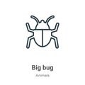 Big bug outline vector icon. Thin line black big bug icon, flat vector simple element illustration from editable animals concept Royalty Free Stock Photo