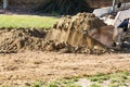 Big Bulldozer Breaking Ground Preparing For Pool Royalty Free Stock Photo
