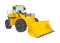 Big bulldozer wheel loader vector illustration isolated on white. Dusty digger Royalty Free Stock Photo
