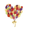 Big bunch of balloons. Heart shape.