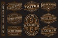 Big bundle of vintage logo templates for the tattoo studio and barbershop