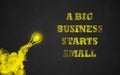 A BIG BUSINESS STARTS SMALL Light bulb Chalk Royalty Free Stock Photo
