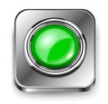 Big button with metallic border on metal base Royalty Free Stock Photo