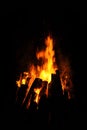 A big campfire at night