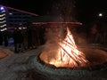 Campfire in the garden of hotel Pestera