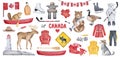 Big Canada Set with various symbols like national flag, maple syrup bottle, lighthouse, hockey skates.