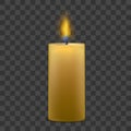 Big Candle with Fire Set on Transparent Background. Vector Royalty Free Stock Photo