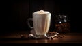 Big caramel caffe latte, cafeteria, coffee with milk, coffee beans, culinary photo