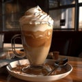 Big caramel caffe latte, cafeteria, coffee with milk, culinary photo