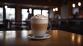 Big caramel caffe latte, cafeteria, coffee with milk, culinary photo