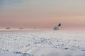 Big cargo ship in frozen ice sea fairway Royalty Free Stock Photo