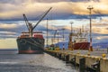 Cargo ships at ushuaia port, argentina