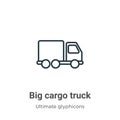 Big cargo truck outline vector icon. Thin line black big cargo truck icon, flat vector simple element illustration from editable Royalty Free Stock Photo