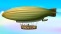 Big cartoon flying green airship