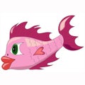 Big cartoon pink fish on white