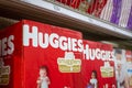 Big cases of Huggies diapers