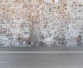 Big castle block stone wall and asphalt foreground texture