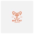 Big cat outline minimalist cute head face logo design