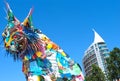 Huge cat sculpture named the Iberian Lynx - art by Bordalo II at the Park of Nations in Lisbon