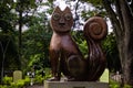 Big Cat of wood in Cats Park in Cali, Colombia Royalty Free Stock Photo