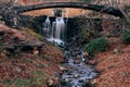 Waterfall under bridge Royalty Free Stock Photo