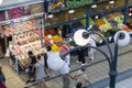 The big central market of Budapest, a place of visiting of tourists for purchases of sausages of a paprika of souvenirs. Royalty Free Stock Photo