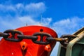 Big chain with rusty of mooring winch Royalty Free Stock Photo