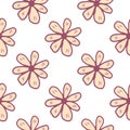 Big chamomiles flower seamless pattern on white background. Cute daisies flowers endless wallpaper Royalty Free Stock Photo