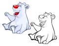 Vector Illustration of a Cute Cartoon Character Polar Bear for you Design and Computer Game. Coloring Book Outline