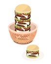 Big Cheese Burger in A Brown Basket