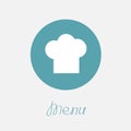 Big chef hat in the circle Menu icon Flat design style.