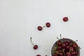 Big cherry in a plate on a white background