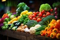 big choice of fresh Fruit and vegetable market. Various colorful fresh fruits and vegetables. Fresh and organic Royalty Free Stock Photo