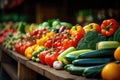 big choice of fresh Fruit and vegetable market. Various colorful fresh fruits and vegetables. Fresh and organic Royalty Free Stock Photo