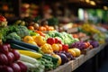 big choice of fresh Fruit and vegetable market. Various colorful fresh fruits and vegetables. Fresh and organic Royalty Free Stock Photo